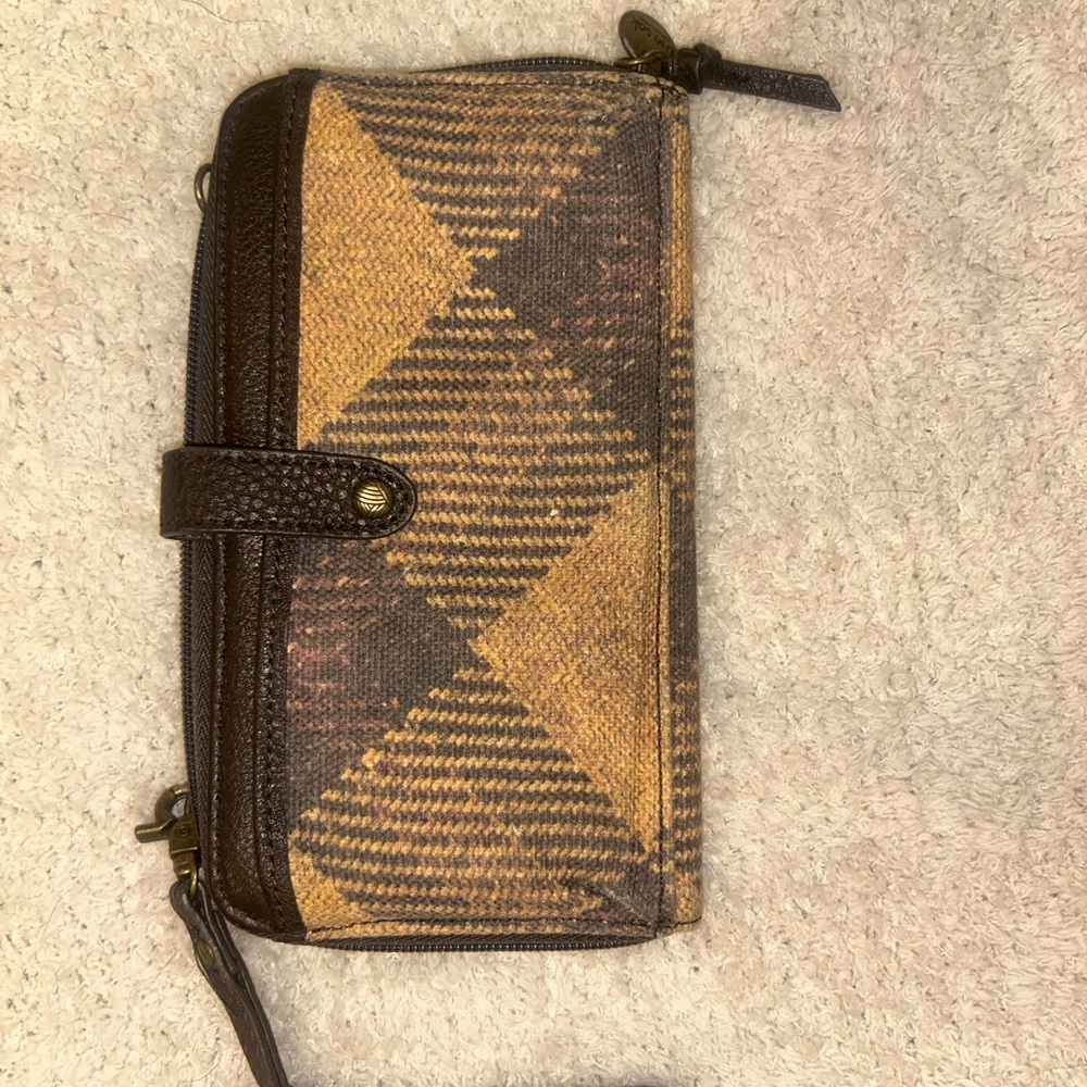 Brown and Tan Women's Wallet